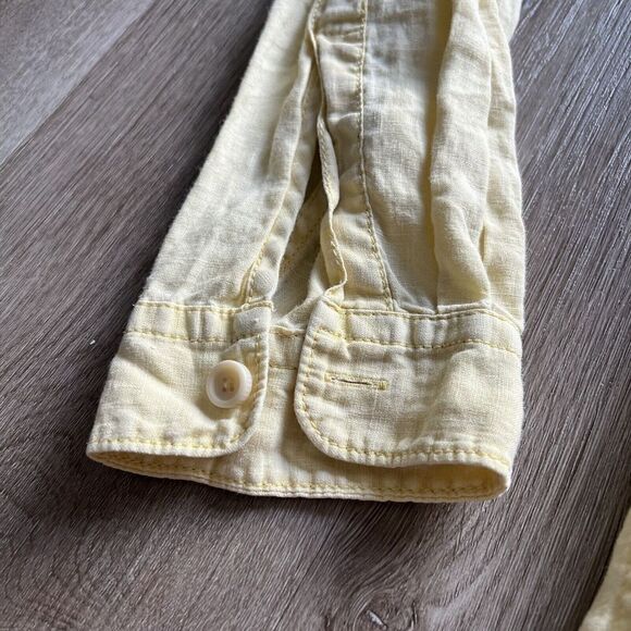 TOMMY BAHAMA Men’s Long Sleeve Solid Yellow 100% Linen Button Down Shirt. Size L - Picture 7 of 9